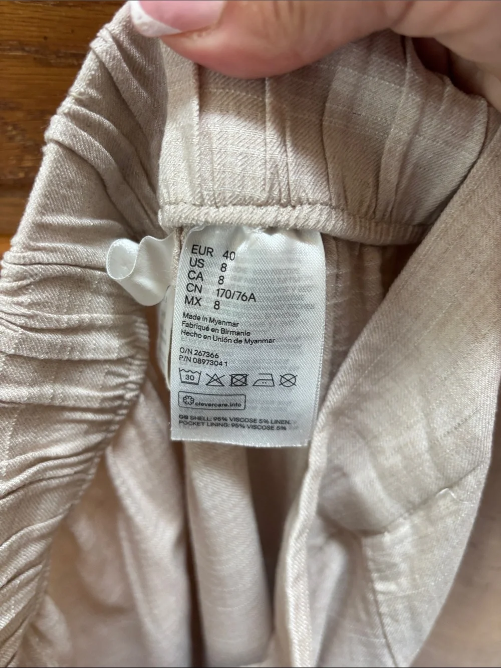 H&M Wide-Leg Linen-Blend Pants in Light Cream